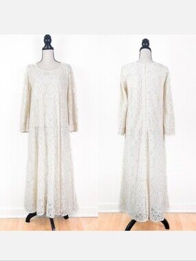 🦋LAST 1🦋 NWT Blue Boheme Ibiza Lace Maxi Dress, Natural🌼